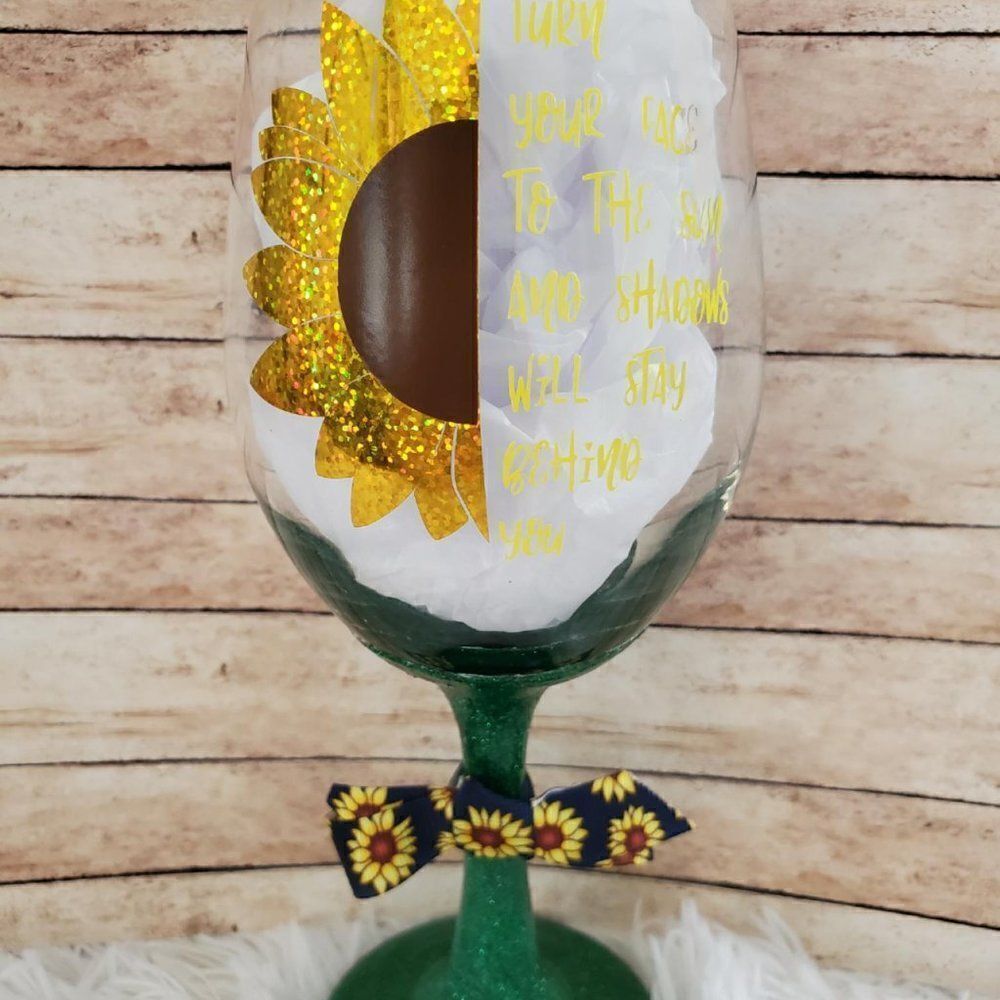 Sunflower Wine Glass, Fall Tumbler, Sunflower Design